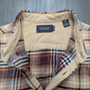 Scotch and Soda | Men's XL Brown/Tan Plaid Shirt